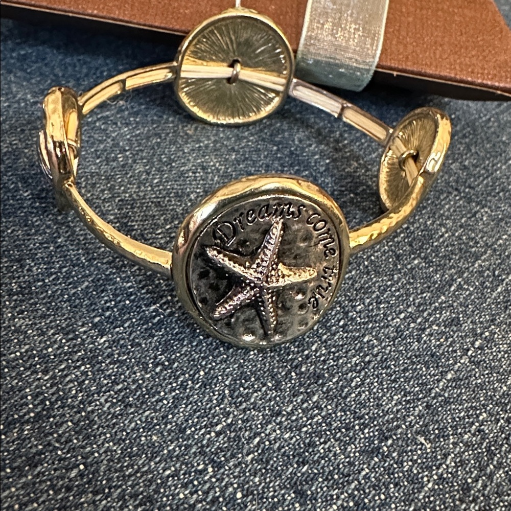 Gold Starfish Bangle Bracelet